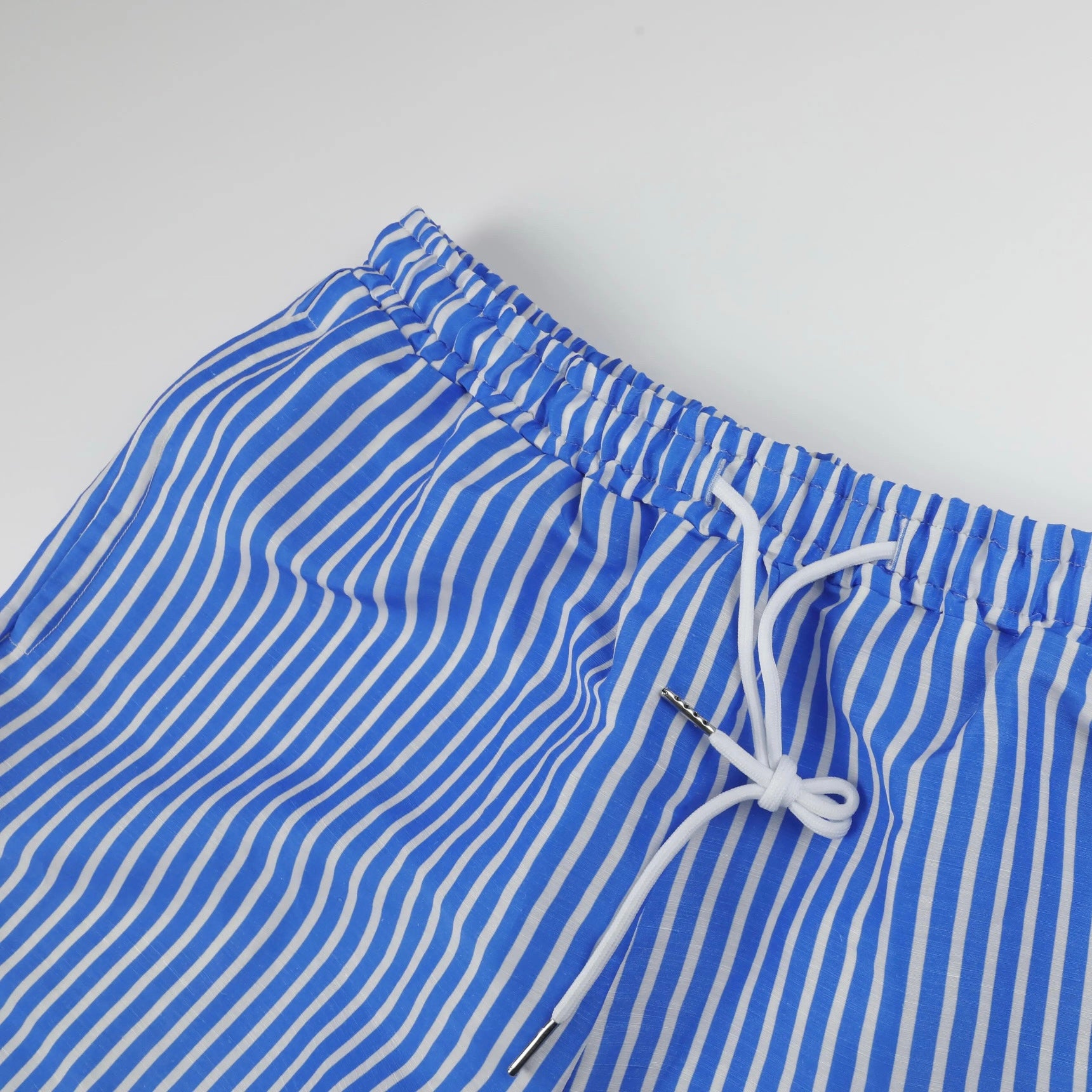 Altrui Blue and White Striped Silk Linen Shorts
