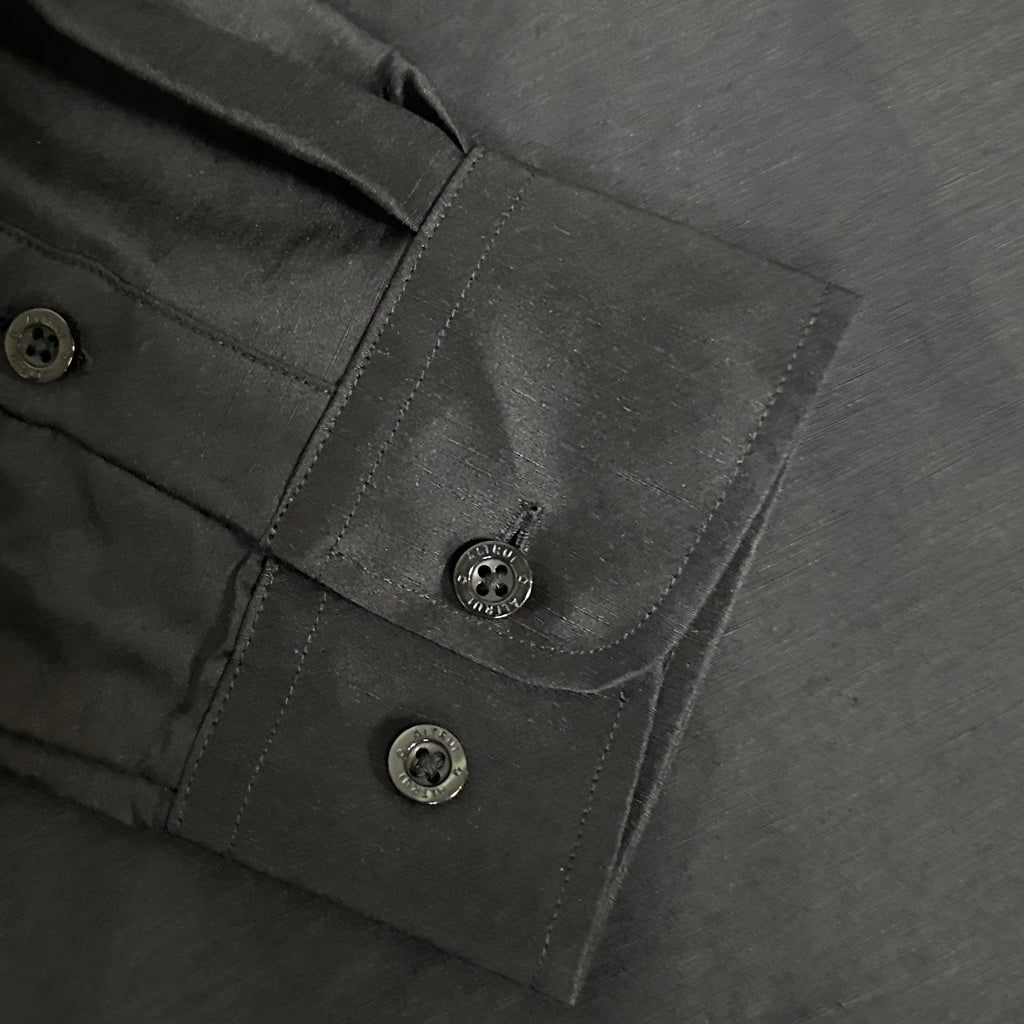 Altrui Black Silk Linen Long Sleeve Shirt