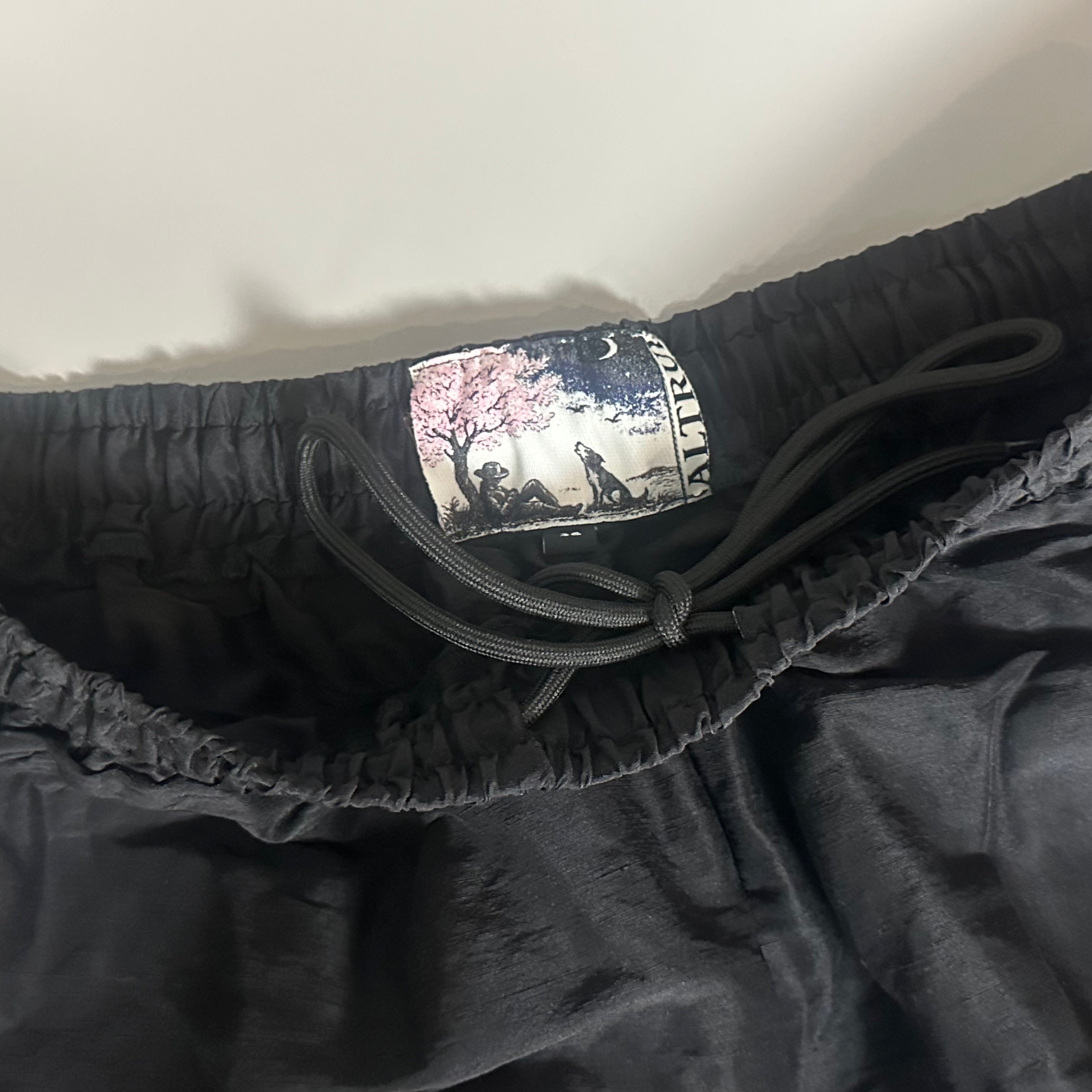 Altrui Black Silk Linen Long Pants