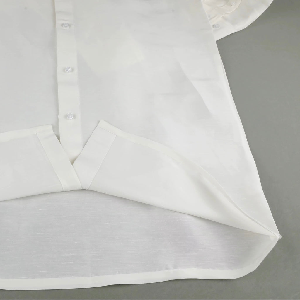 Altrui White Silk Linen Long Sleeve Shirt