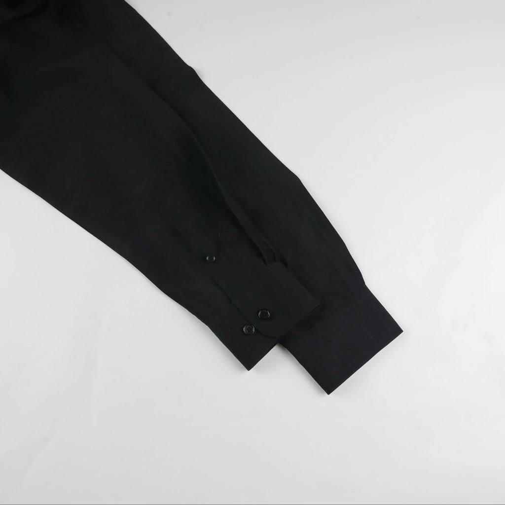 Altrui Black Silk Linen Long Sleeve Shirt
