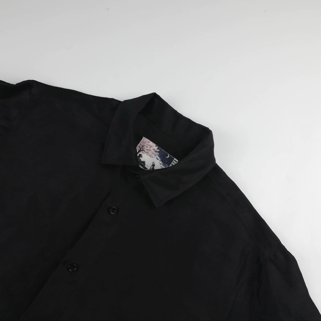Altrui Black Silk Linen Long Sleeve Shirt