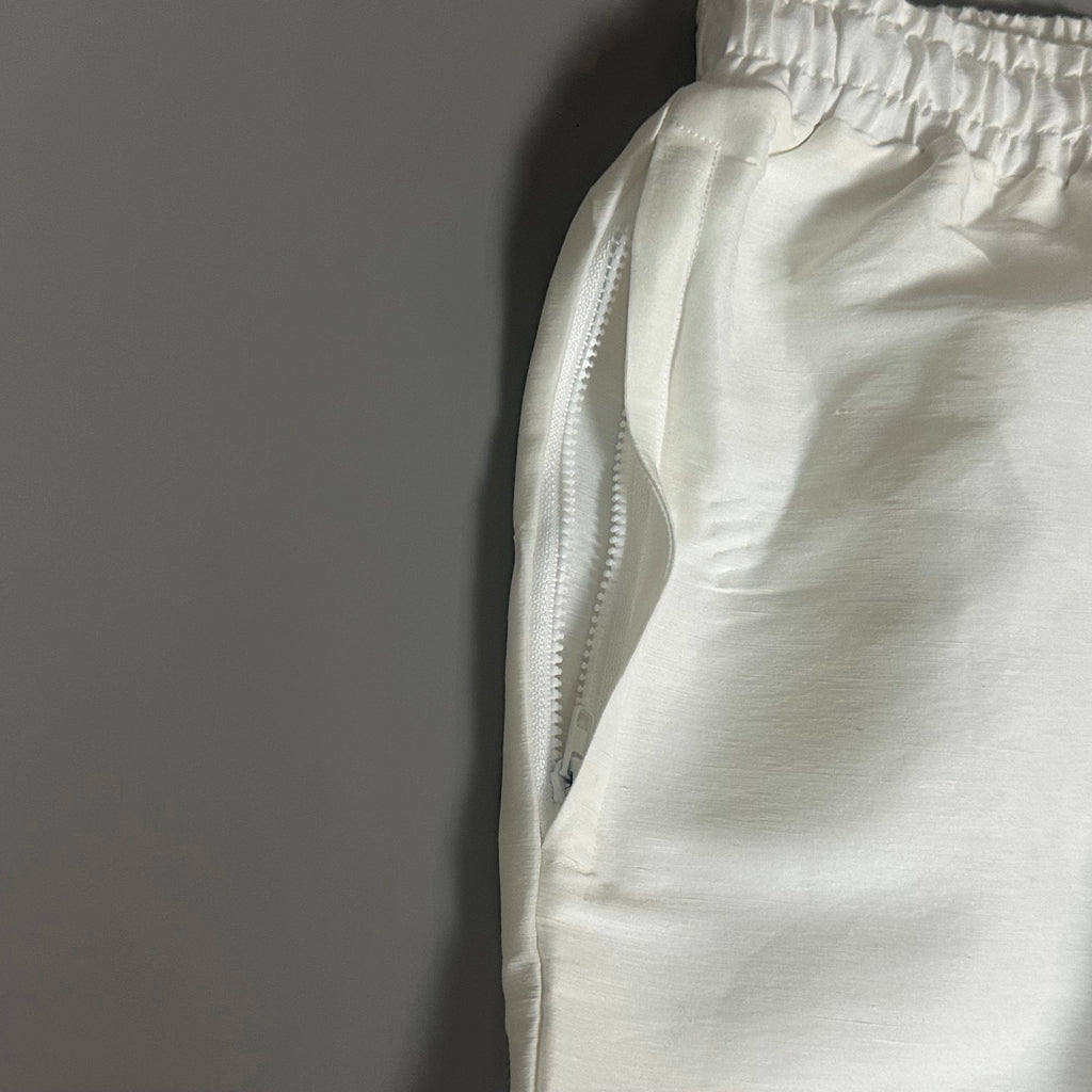Altrui White Silk Linen Long Pants