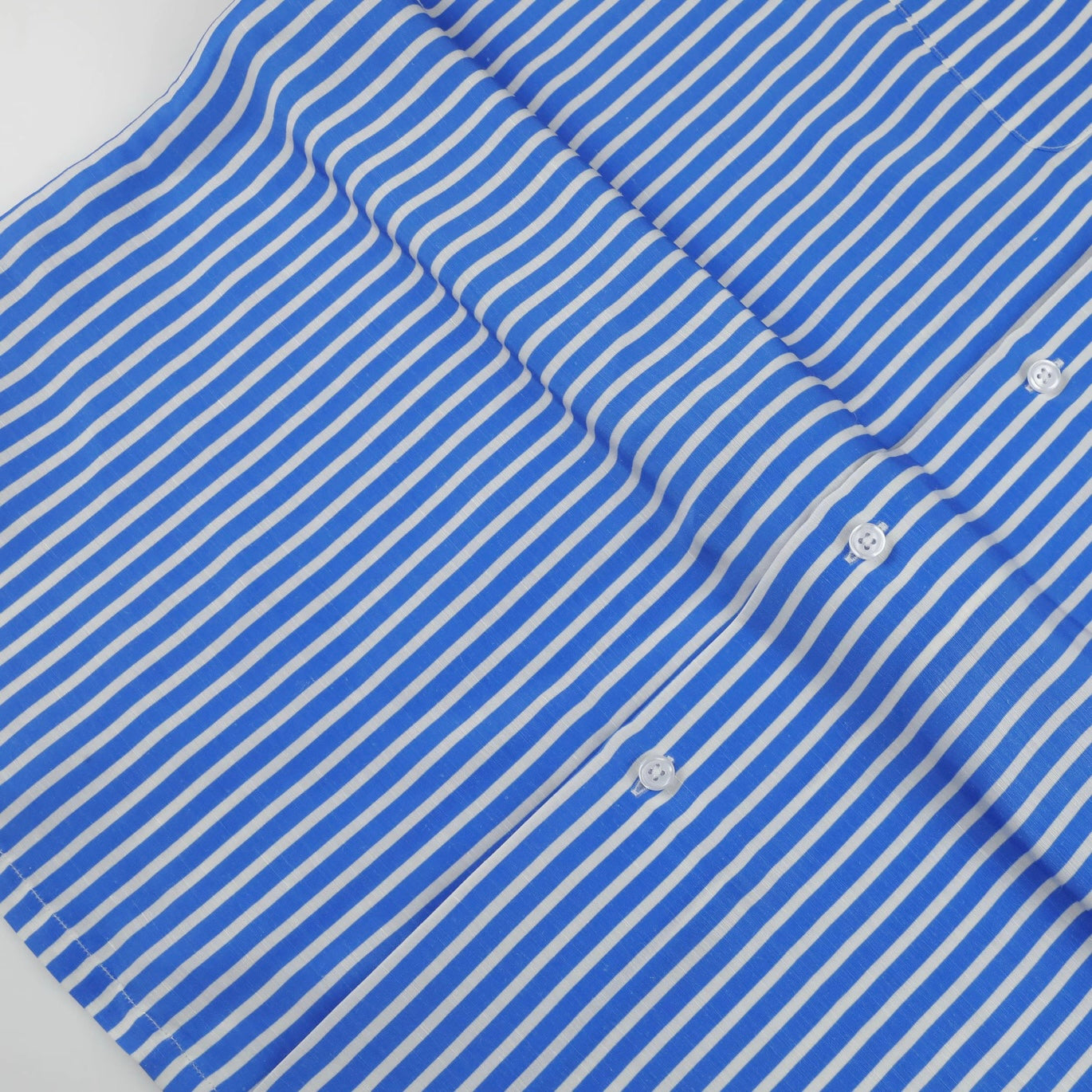 Altrui Blue and White Striped Silk Linen Long Sleeve Shirt