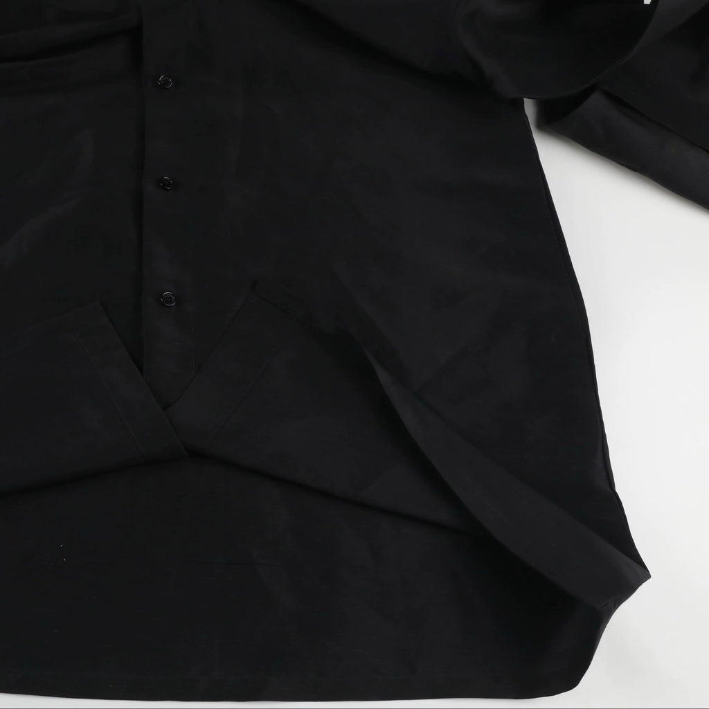 Altrui Black Silk Linen Long Sleeve Shirt