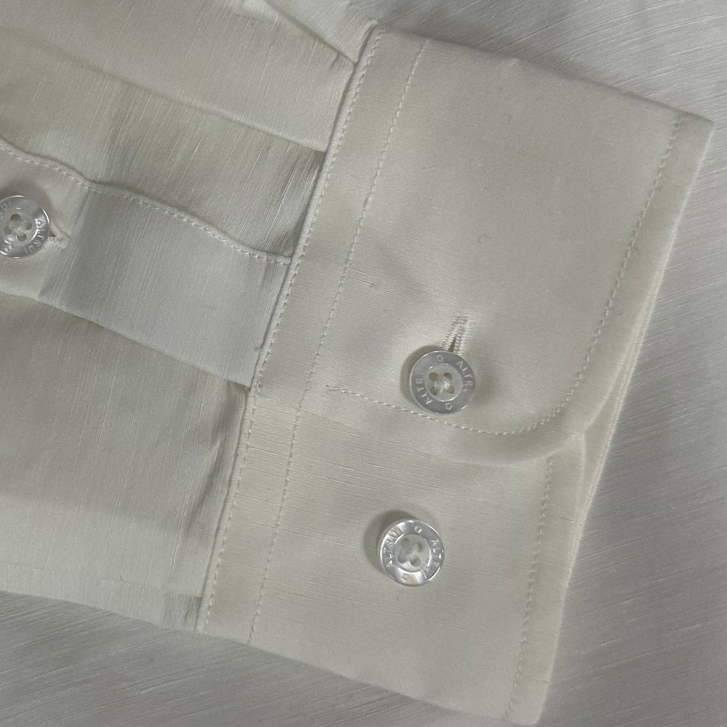 Altrui White Silk Linen Long Sleeve Shirt