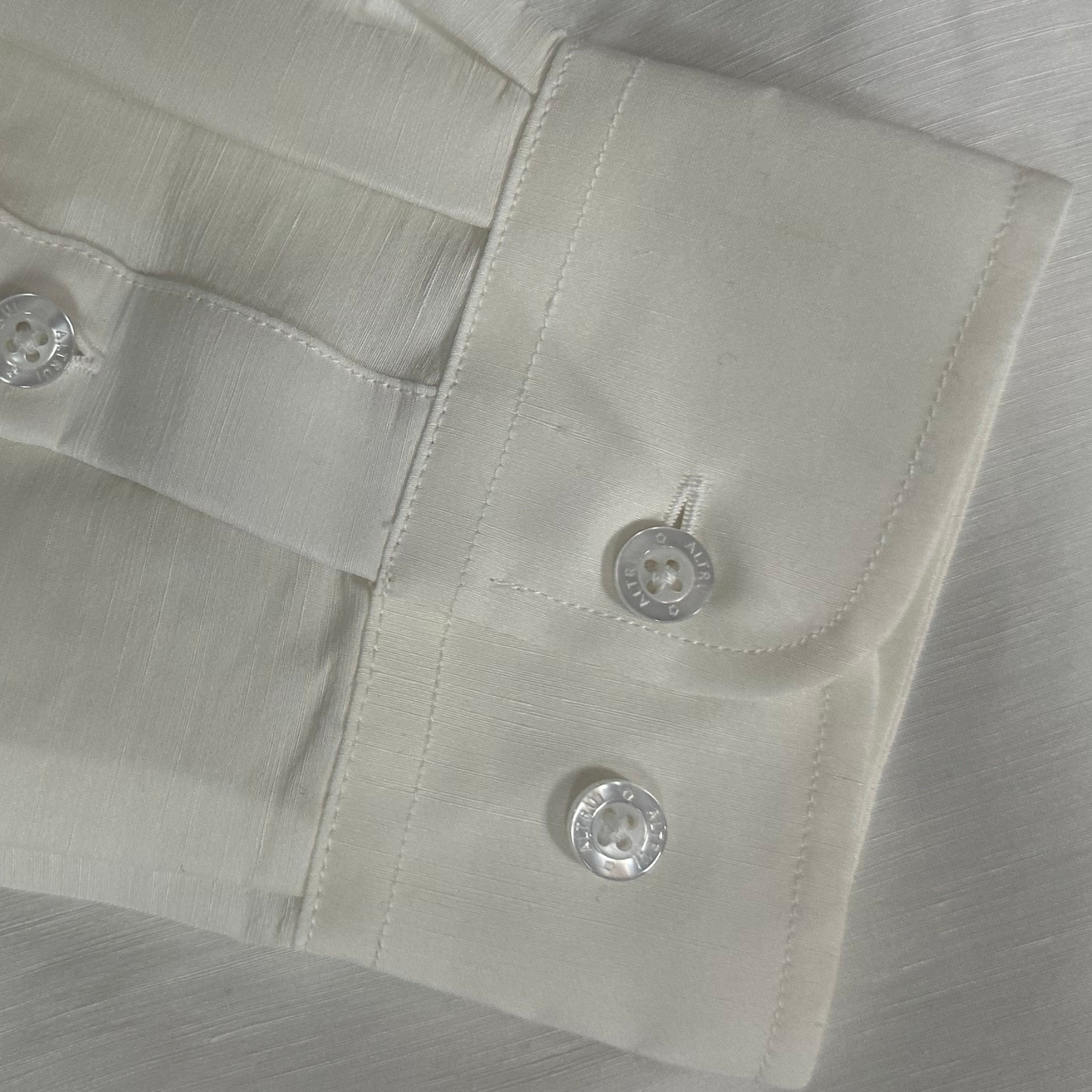 Altrui White Silk Linen Long Sleeve Shirt