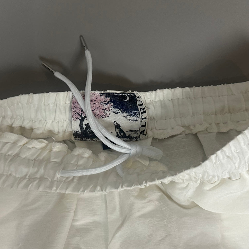 Altrui White Silk Linen Long Pants