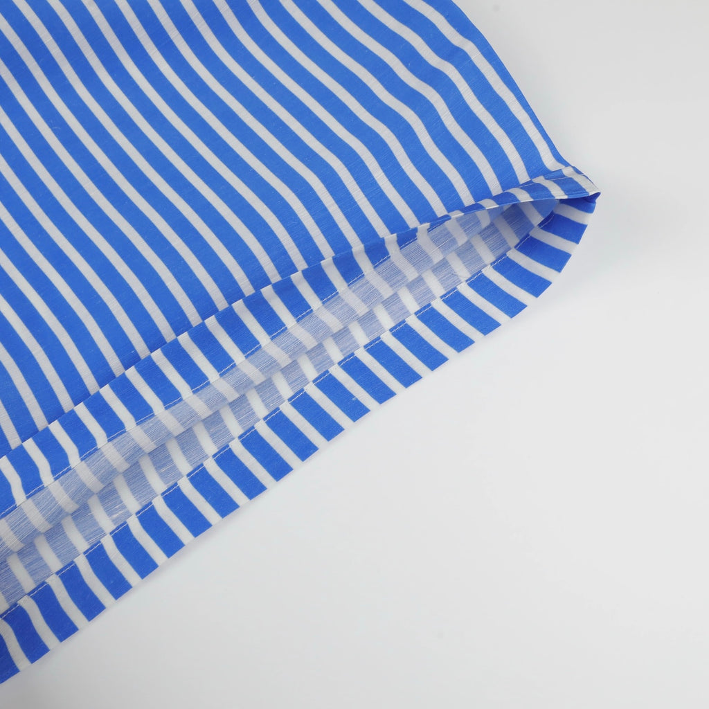 Altrui Blue and White Striped Silk Linen Shorts