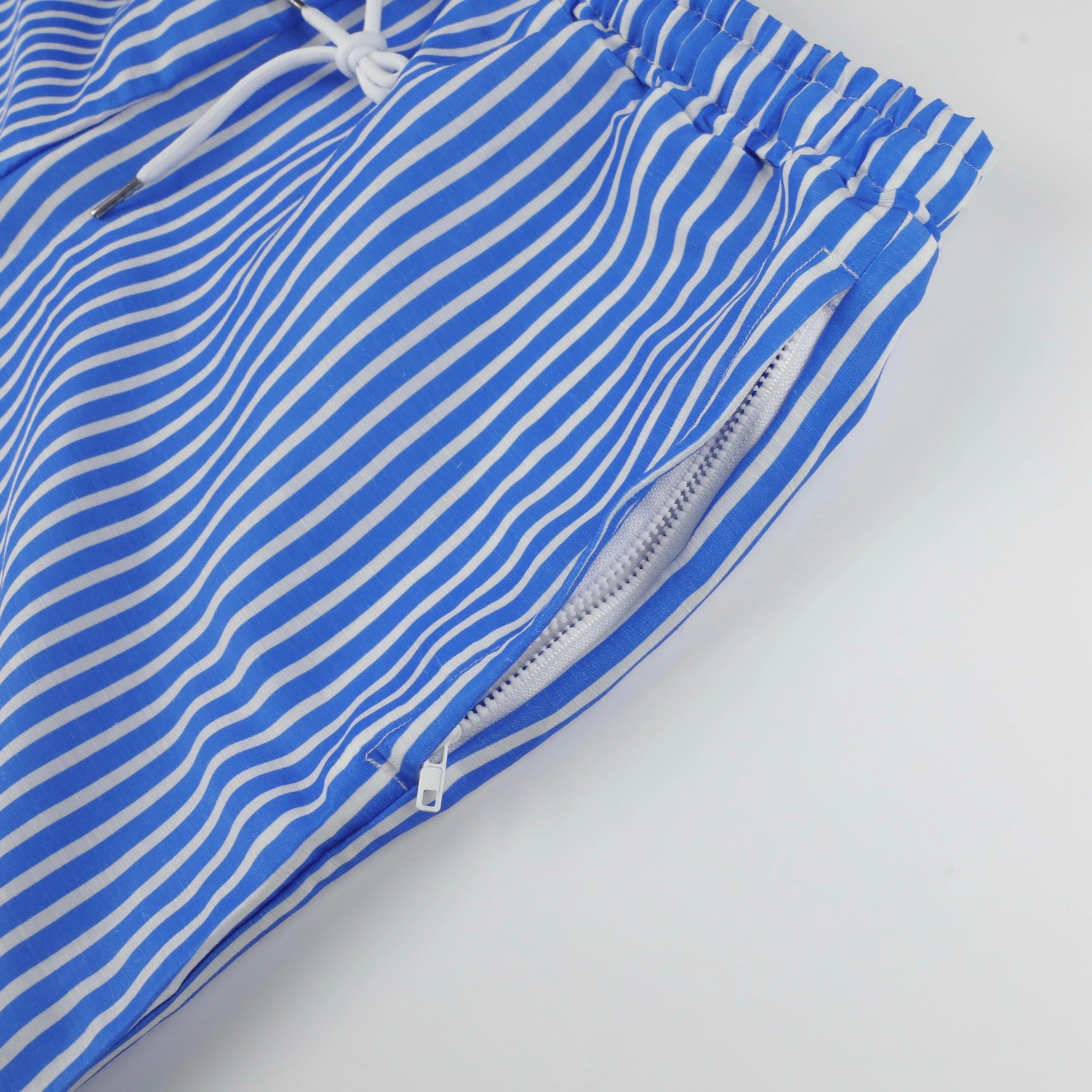 Altrui Blue and White Striped Silk Linen Shorts