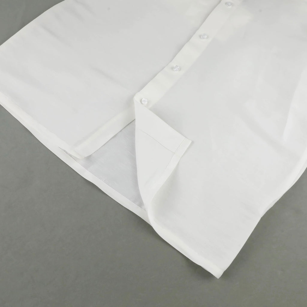Altrui White Silk Linen Long Sleeve Shirt